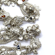 Traditional Multi-Layered German Silver Sound Bell Payal Anklet Set with Colorful Hearts and Engraved Motifs