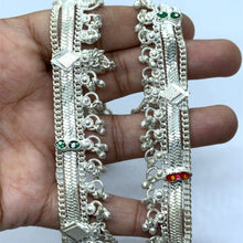 Bohemian Style German Silver Anklet Pair with Subtle Engraved Motifs and Charms Jewelry