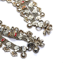 Elegant German Silver Anklet Pair with Bohemian Style Traditional Motifs and Charms