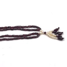 Natural Plain Garnet Tube & Pearl Gemstone Necklace