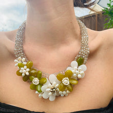Handmade Choker Green Bejeweled Jade & Nugget Freshwater Pearls 20