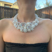 Handmade Boho Choker Pearls & Clear Gemstone 20