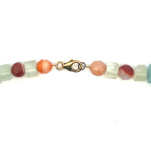 Natural Agate with Green Jade Rondelle Facet Beads Gemstone Necklace