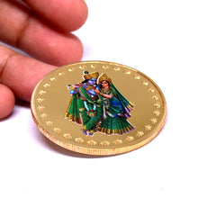 Radha Krishna 24K Gold Plated Swiss Coin – Sacred Symbol of Love, Devotion & Divine Blessings