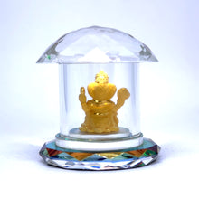 Gold Surface 24K Lord Ganesha Idol in Prism Crystal Mushroom Temple – Vastu-Positive Home Temple Showpiece for Protection, Blessings & Prosperity