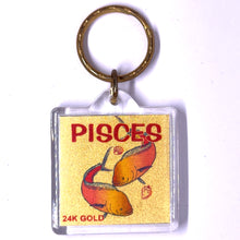 Pisces Zodiac 24K Gold Foil Engraved Colored Keychain Astrology Charm for Intuition & Creativity Gift