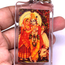 Radha Krishna Devotional Colored Keychain 24K Gold Foil for Love & Inner Peace Gift