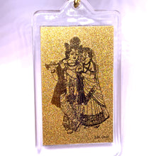 Radha Krishna 24K Gold Foil Laser Engraved Keychain in Divine Blessing for Relationships