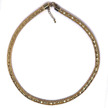 Yellow-Tone Shiny Snake Scale Linked Tube Necklace – Bold Modern Choker-Style Fashion Jewelry