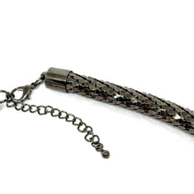 Black Gunmetal Snake Scale Tube Necklace Edgy Industrial Look Statement Necklace for Nightwear