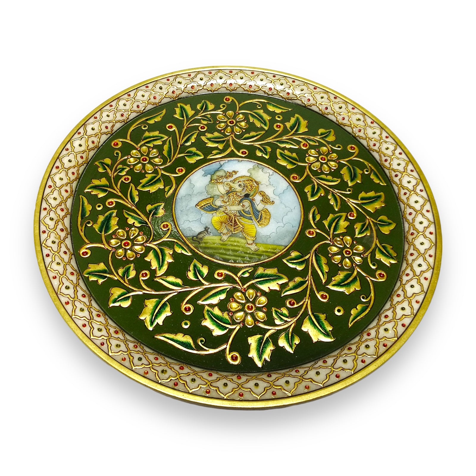 Marble 24K Gold Handcrafted Decorated Ganesha 12” Plate