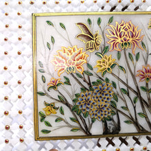 Marble 24K Gold Handcrafted Floral Enamel Stone Plate with Sheesham Wood Stand