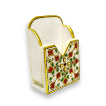 Marble 24K Gold Handcrafted Meenakari Pen Holder
