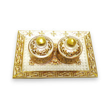 24K Gold Marble Handcrafted Set of 2 Jar Condiment Tray