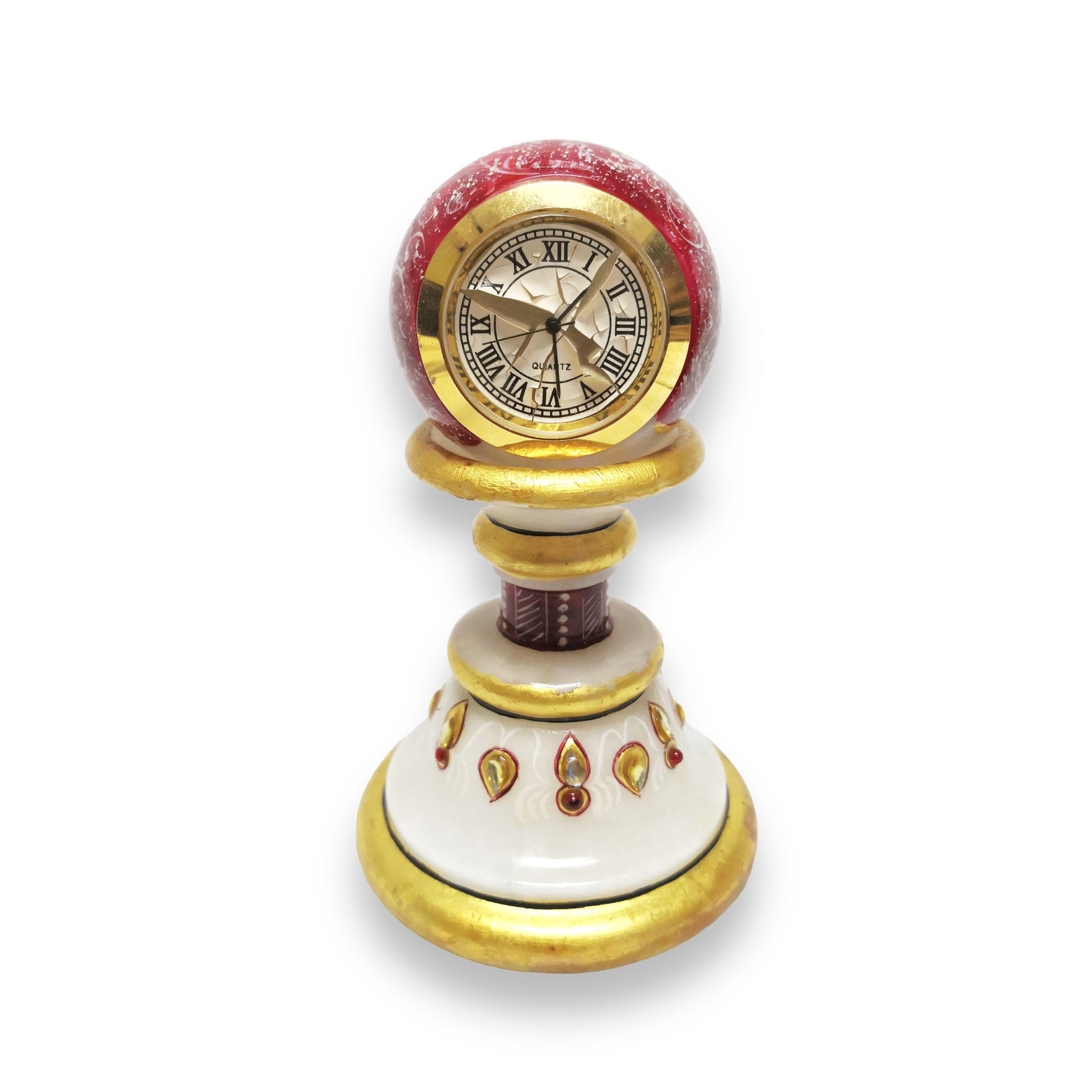 Marble 24K Gold Handcrafted Clock Stand 2 pc set