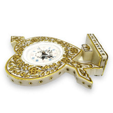 Marble 24K Gold Handcrafted Heart Arrow Table Clock
