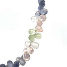 Natural Prehnite Iolite Rose Quartz Drop Briolette Gemstone Necklace Jewelry