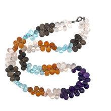 Natural Rose Quartz Smoky Quartz Swiss Blue Topaz Citrine Amethyst Gemstone Necklace