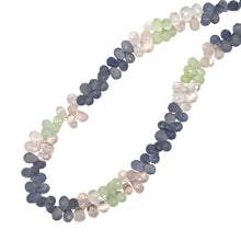 Natural Prehnite Iolite Rose Quartz Drop Briolette Gemstone Necklace Jewelry