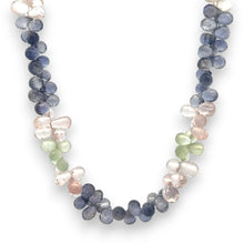 Natural Prehnite Iolite Rose Quartz Drop Briolette Gemstone Necklace Jewelry
