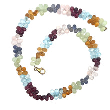 Natural Prehnite Citrine Swiss Blue Topaz Rhodolite Rose Quartz Iolite Gemstone Necklace