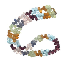 Natural Prehnite Citrine Swiss Blue Topaz Rhodolite Rose Quartz Iolite Gemstone Necklace