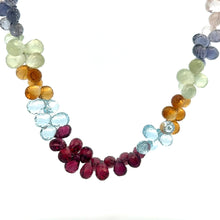Natural Prehnite Citrine Swiss Blue Topaz Rhodolite Rose Quartz Iolite Gemstone Necklace