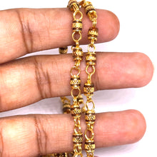 Gold Plated Chain Cylindrical Cross-Patterned Linked Necklace Jewelry