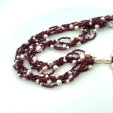Natural Garnet & Pearl Gemstone Handmade Necklace