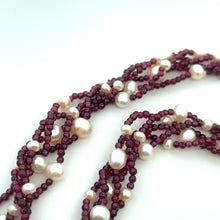 Natural Garnet & Pearl Gemstone Handmade Necklace