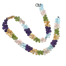 Natural Swiss Blue Topaz Rose Quartz Peridot Citrine Amethyst Gemstone Semi Necklace