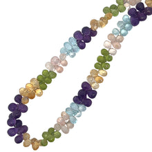 Natural Swiss Blue Topaz Rose Quartz Peridot Citrine Amethyst Gemstone Semi Necklace