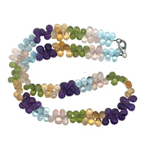 Natural Swiss Blue Topaz Rose Quartz Peridot Citrine Amethyst Gemstone Semi Necklace