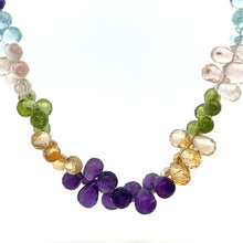 Natural Swiss Blue Topaz Rose Quartz Peridot Citrine Amethyst Gemstone Semi Necklace