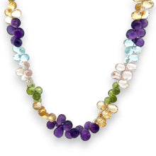 Natural Swiss Blue Topaz Rose Quartz Peridot Citrine Amethyst Gemstone Semi Necklace