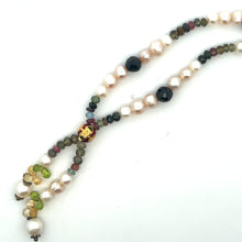Natural Multi Tourmaline Pearl Citrine Peridot Multi Color Necklace Jewelry