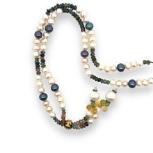 Natural Multi Tourmaline Pearl Citrine Peridot Birth Necklace Jewelry