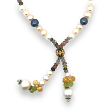 Natural Multi Tourmaline Pearl Citrine Peridot Birth Necklace Jewelry
