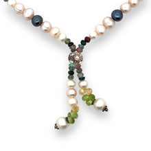 Natural Multi Tourmaline Pearl Peridot Citrine Semiprecious Necklace