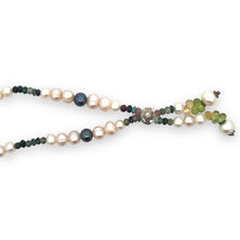 Natural Multi Tourmaline Pearl Peridot Citrine Semiprecious Necklace