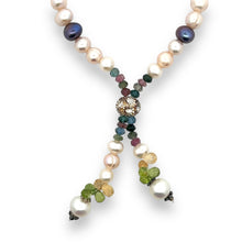 Natural Multi Tourmaline Pearl Citrine Peridot Beads Gemstone Necklace