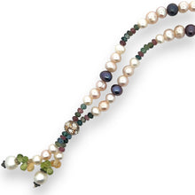 Natural Multi Tourmaline Pearl Citrine Peridot Beads Gemstone Necklace