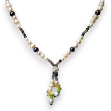 Natural Multi Tourmaline Pearl Citrine Peridot Multi Colored Gemstone Necklace