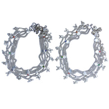 Multi-Layered German Silver with Anklet Pair with Bells Charms and Engraved Heart Motifs Payal