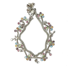 Multi Layered German Silver Anklet Pair with Colorful Stones and Sound Charms