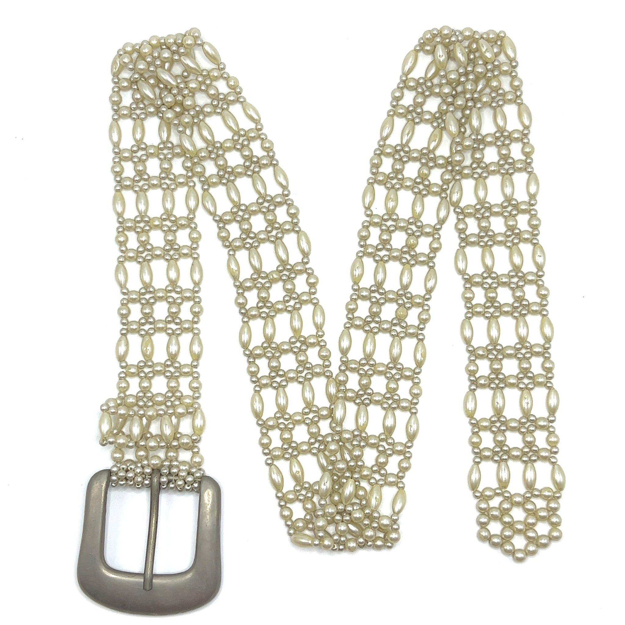 Handcrafted Pearl Fusion of Drop and Round Shaped Buckled Belt Unique Giftware
