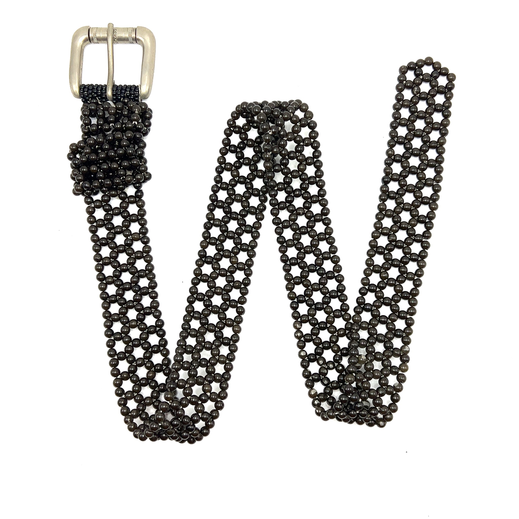Handcrafted Beaded Black Pearl Buckled Belt Unique Giftware