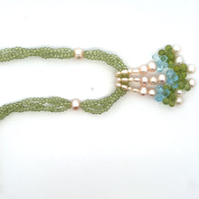 Natural Peridot Pearl Blue Topaz Birthstone Necklace Jewelry