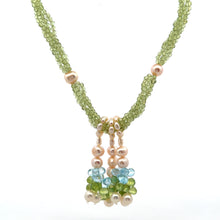Natural Peridot Pearl Blue Topaz Birthstone Necklace Jewelry