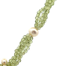 Natural Peridot with Blue Topaz Drops & Pearl Gemstone Necklace